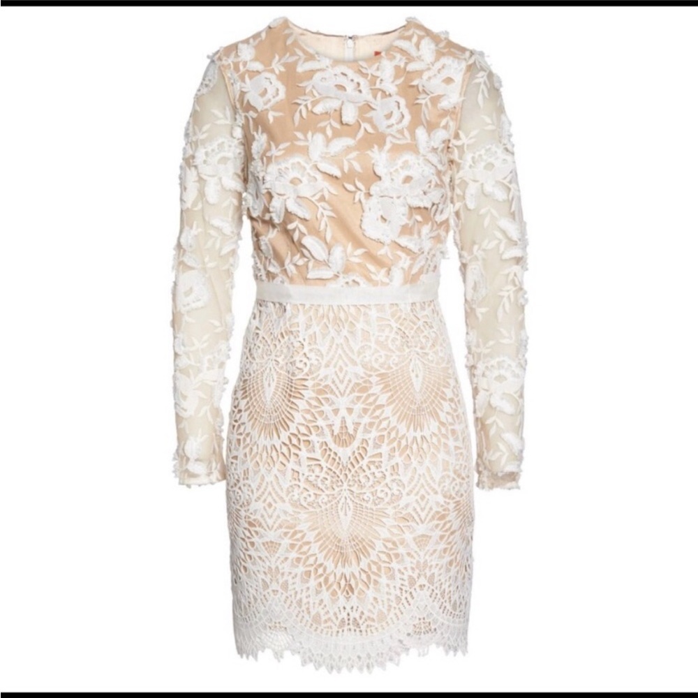 BHLDN Anthropologie Monique Lhuillier Tiana Calypso White Mini Lace Dress